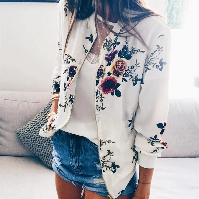 Hazel | Bomber Jacket with Trendy Floral Print