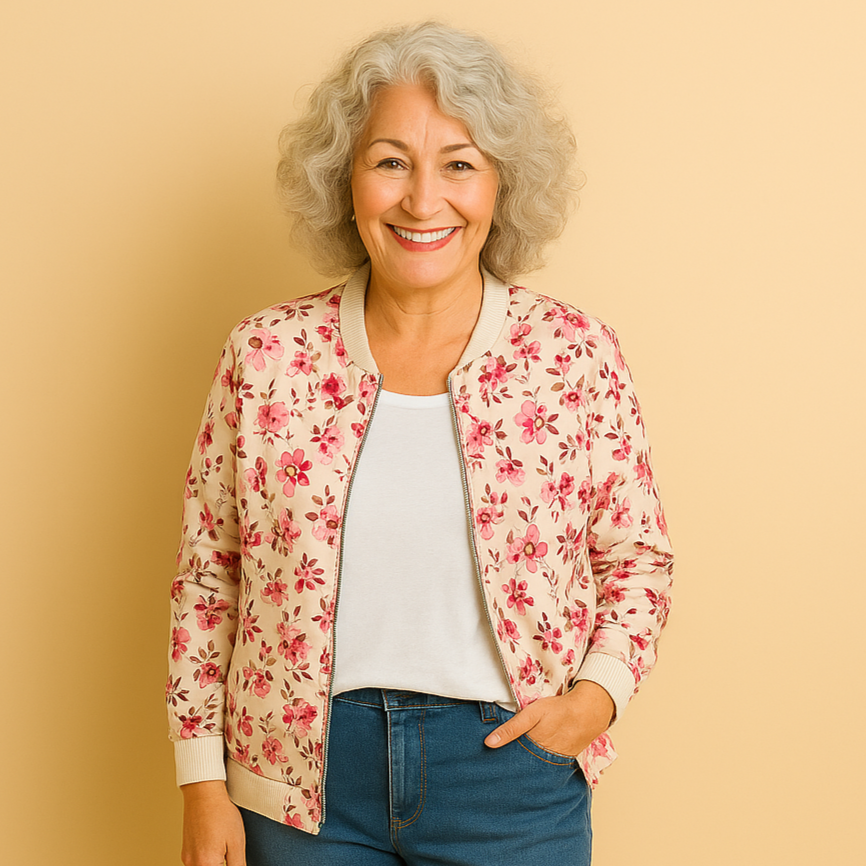 Hazel | Bomber Jacket with Trendy Floral Print