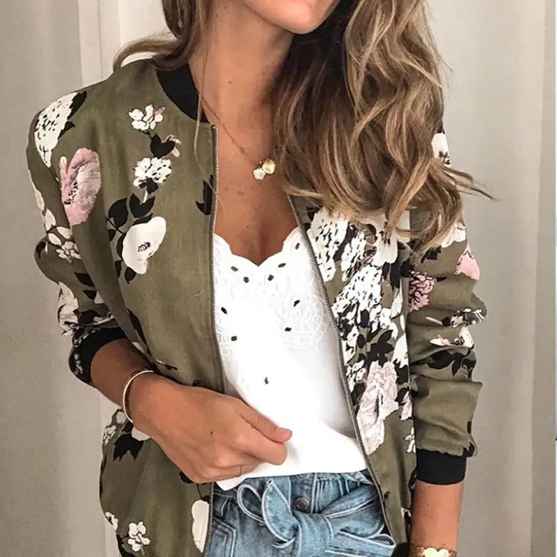 Hazel | Bomber Jacket with Trendy Floral Print