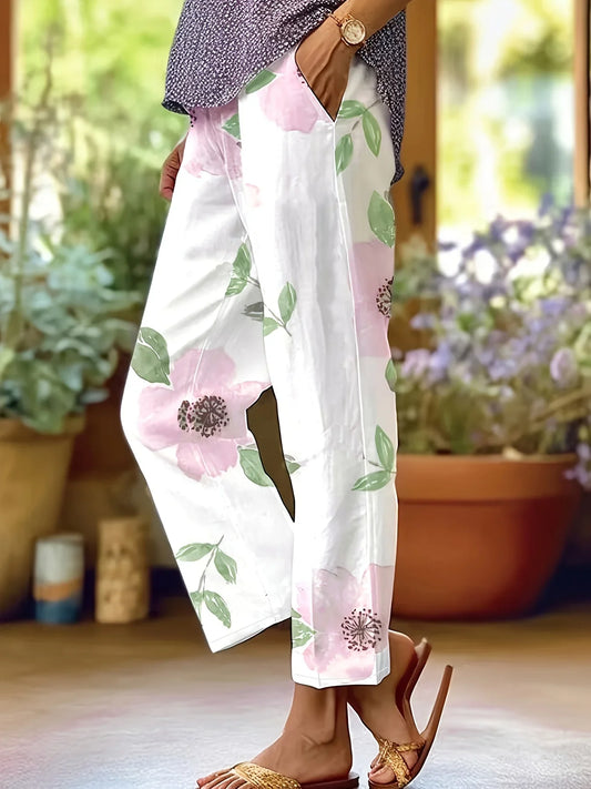Sandy | Elegant Plus Size Trousers with Floral Print