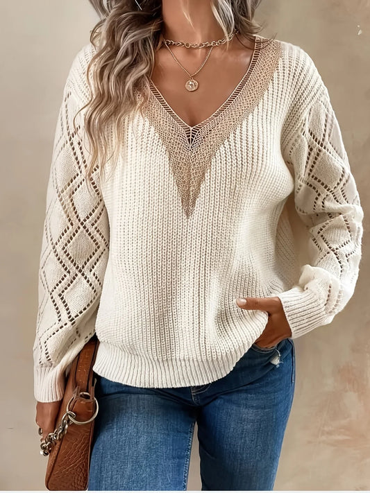 Elvira | Elegant sweater with lace details