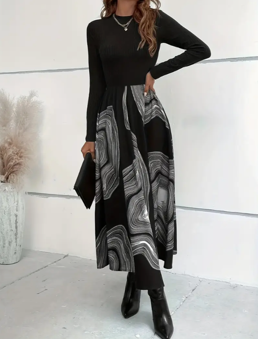 Sylvie | Elegant midi skirt with artistic print
