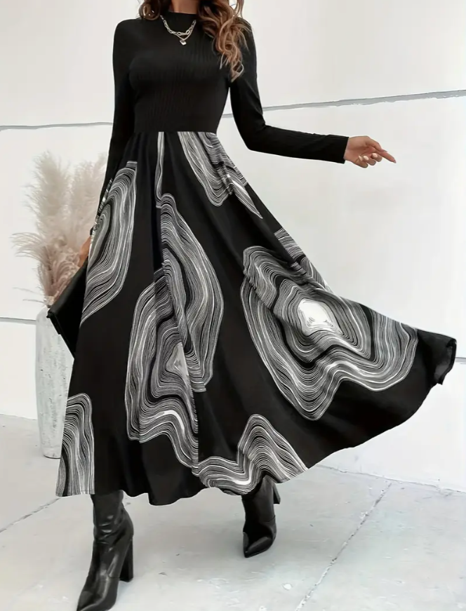 Sylvie | Elegant midi skirt with artistic print