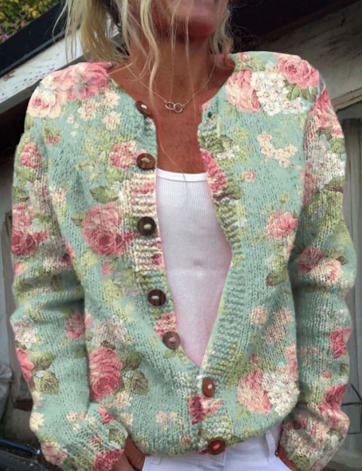 Sanne | Elegant Floral Print Cardigan