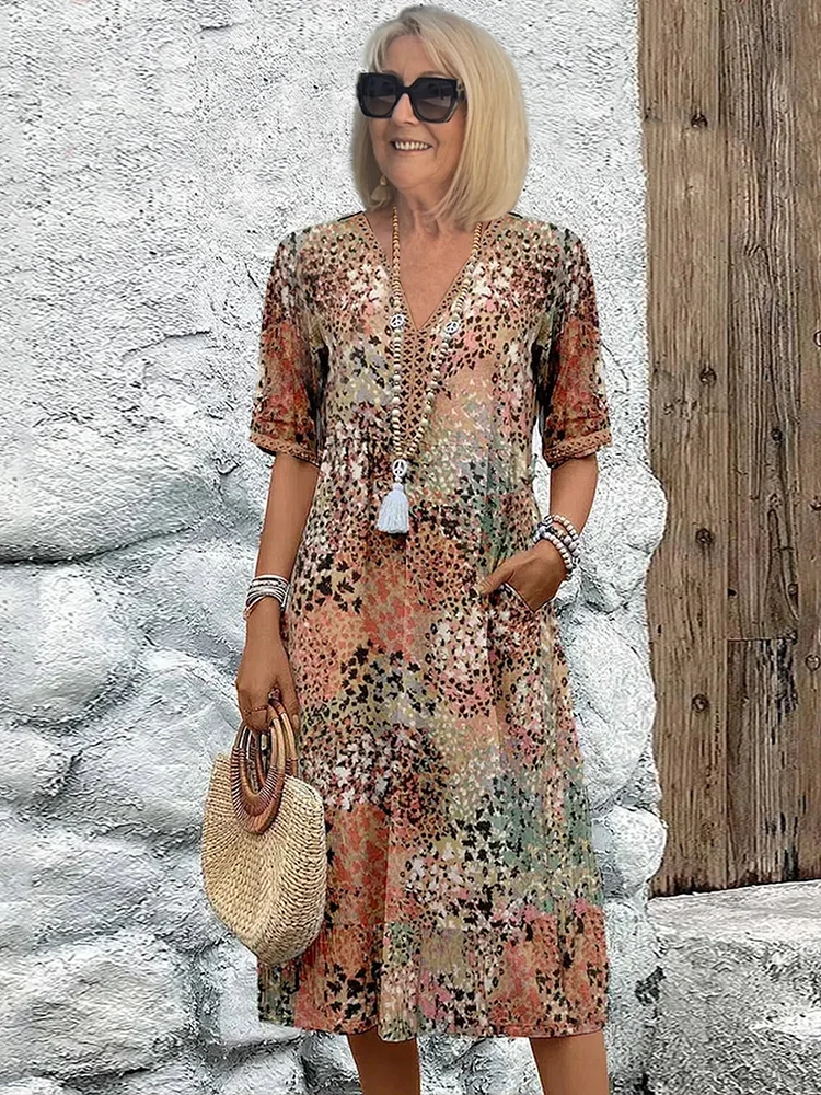 Helen | Elegante maxi-jurk met speelse bloemenprint