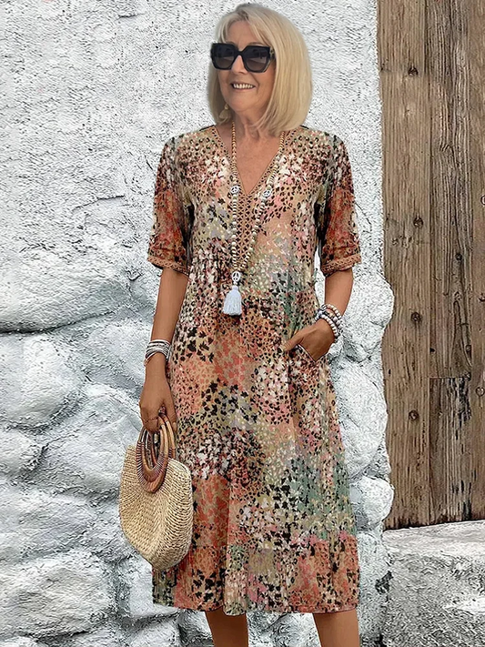 Helen | Elegante maxi-jurk met speelse bloemenprint