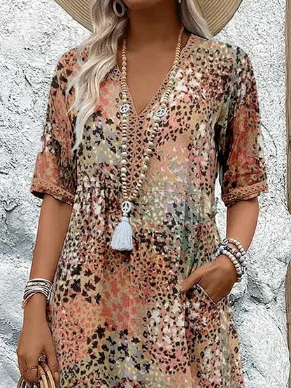 Helen | Elegante maxi-jurk met speelse bloemenprint