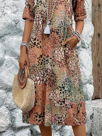 Helen | Elegante maxi-jurk met speelse bloemenprint