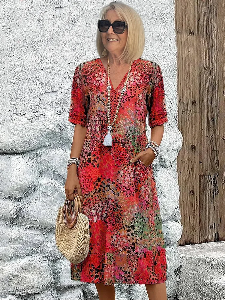 Helen | Elegante maxi-jurk met speelse bloemenprint