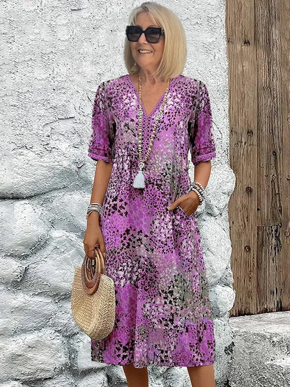 Helen | Elegante maxi-jurk met speelse bloemenprint