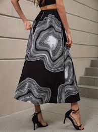Sylvie | Elegant midi skirt with artistic print